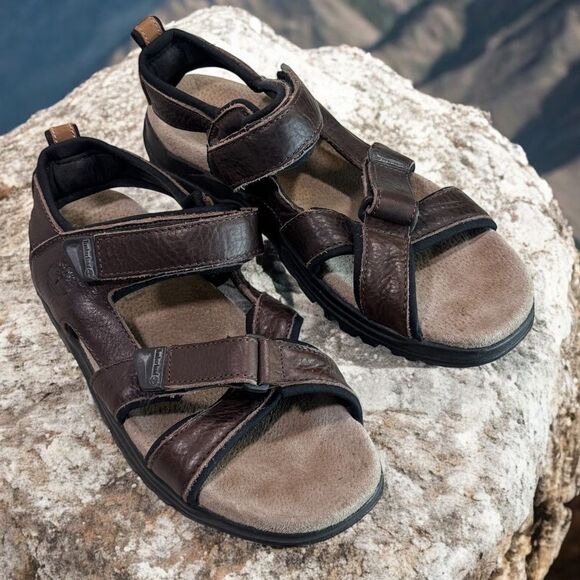 Timberland Sandal Open Toe Hook and Loop Leather Mens Size 10M - Picture 1 of 16